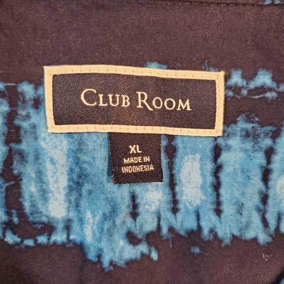 Club Room Button Down Casual Shirt Mens XL Blue Abstract Print Short Sleeve - Picture 7 of 8
